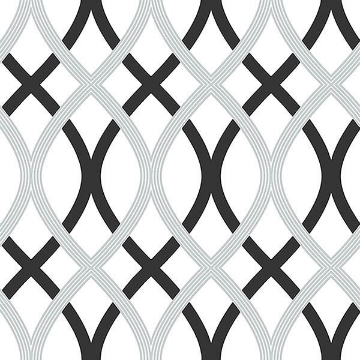 Picture of Black and Silver Lattice Peel And Stick Wallpaper