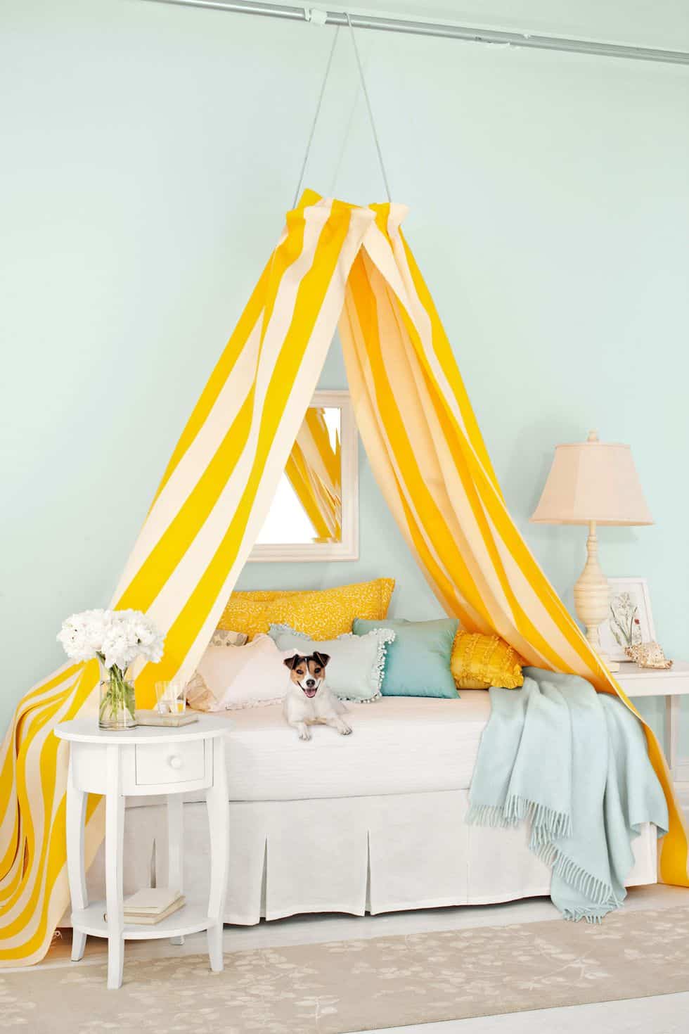 Yellow stripes diy canopy