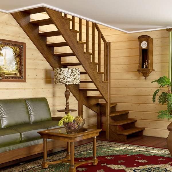 Межэтажные деревянные лестницы в частном доме - фото дизайна в современном стиле
