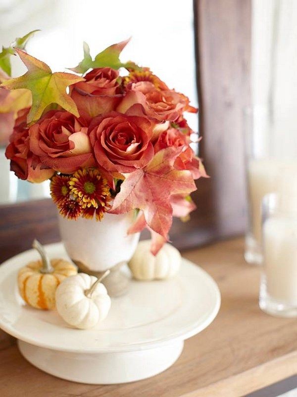 осенний декор своими руками ваза с цветами 