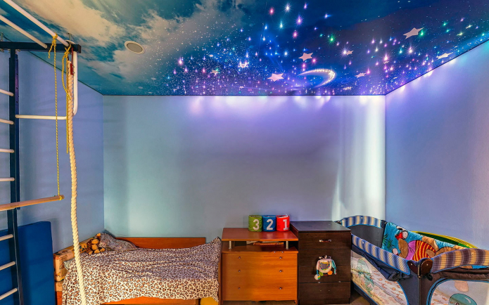 звездное небо на потолке в комнате ребенка