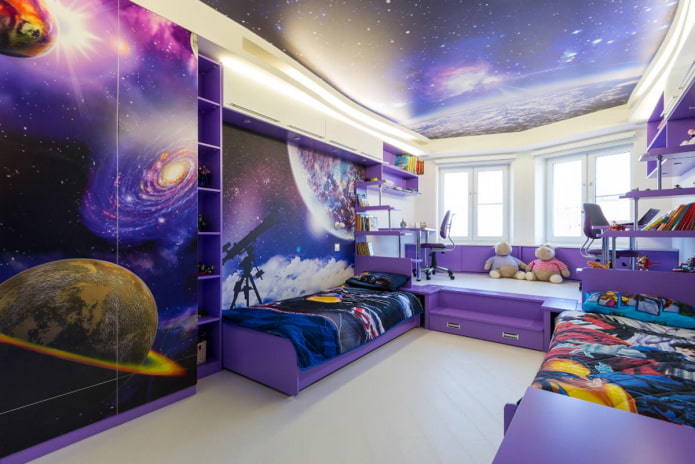 космос на потолке в комнате ребенка
