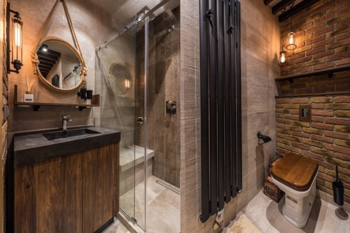 меблировка ванной комнаты в стилистике лофт