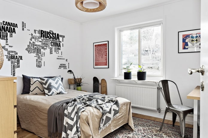 спальня для мальчика подростка в скандинавском стиле