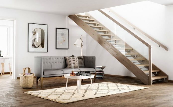 лестница в интерьере дома в скандинавском стиле