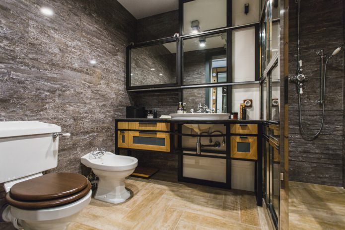 меблировка ванной комнаты в стилистике лофт