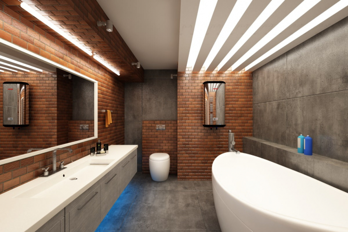 освещение в интерьере ванной комнаты в стиле лофт
