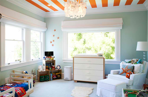striped ceiling bedroom