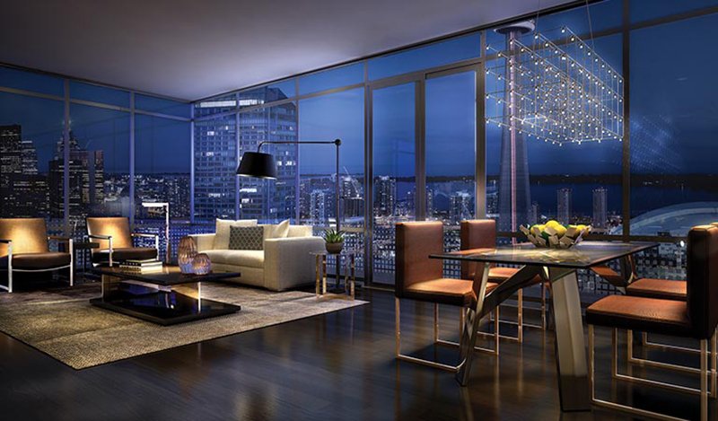 Panoramic Living Room Views, King Blue