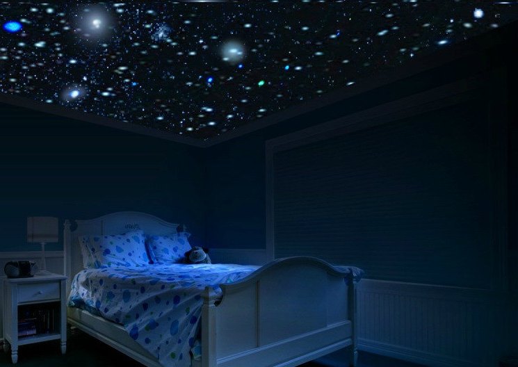 Эффект звездного неба на натяжном потолке Светодиодные лампы