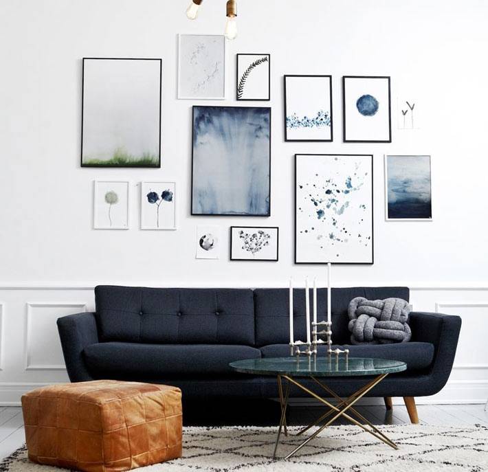 как красиво повесить картины над диваном в гостиной фото