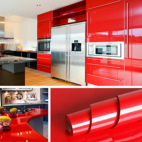 Livelynine Red Contact Paper Self Adhesive Wall Paper...