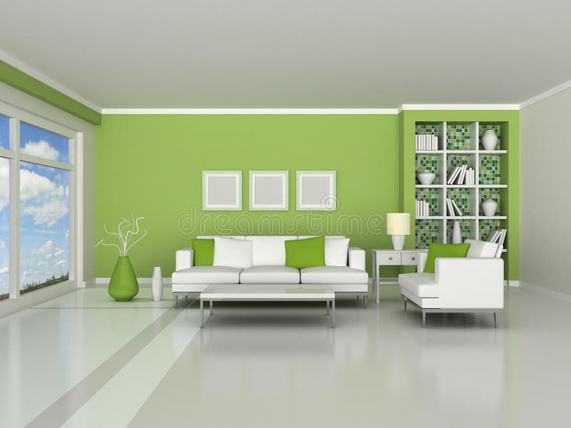 3d render interior of the modern room stock illustration