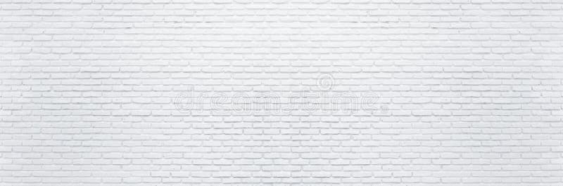 Abstract white brick wall texture background. Horizontal panoramic view of masonry brick wall. For interior design stock photo