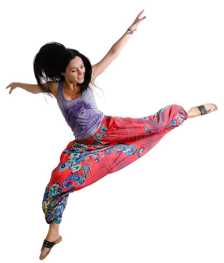 Agile young woman dancing stock image