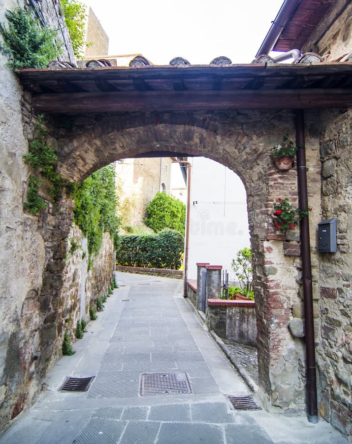 Ancient and modern arch typical of the historic town stock images