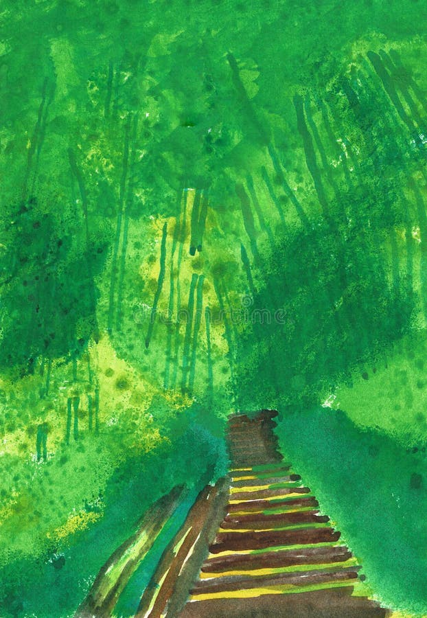 Bamboo Forest with Stairs into Uncertainty vector illustration