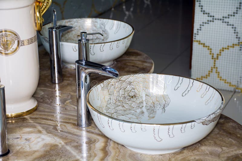 Bathroom interior sink with modern design royalty free stock images