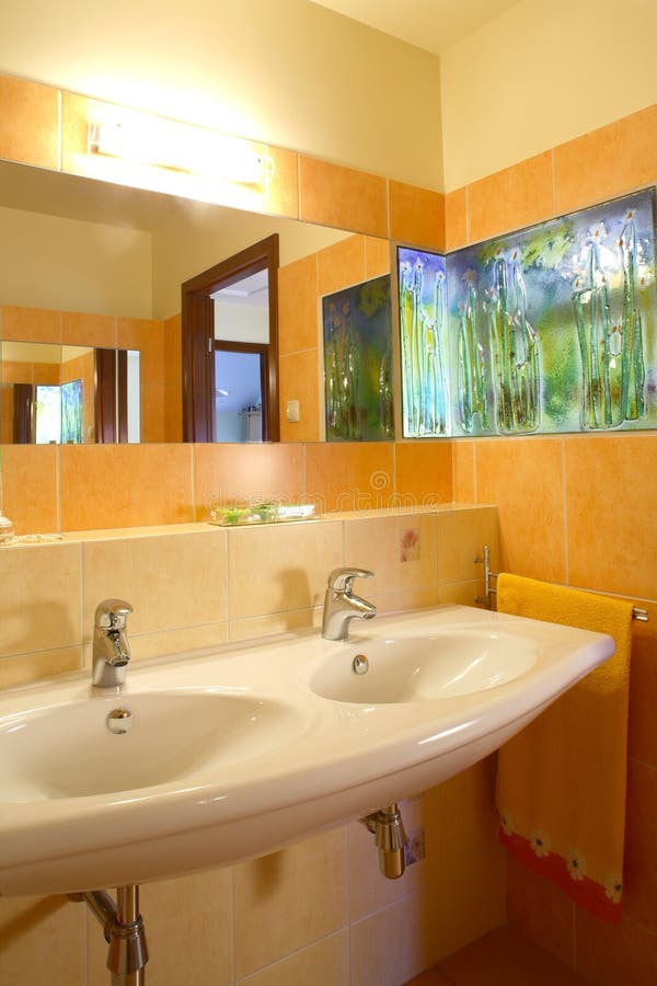 Bathroom Interiors. The beautiful interiors of a clean bathroom stock photography