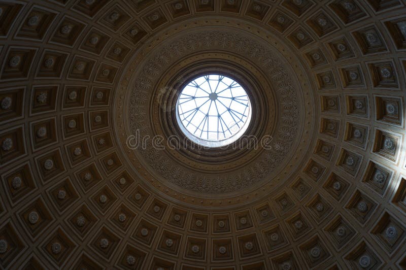 Beautiful ceiling of dome of Italian building. Beautiful ceiling of dome of beautiful Italian building royalty free stock image