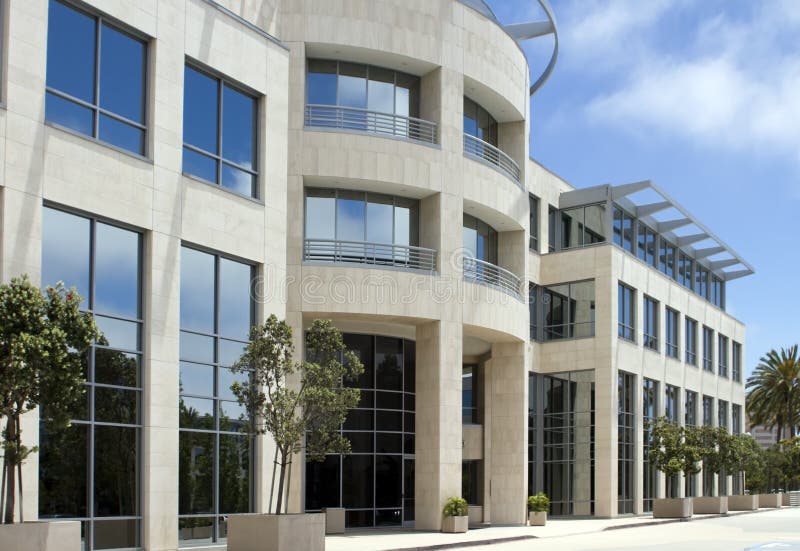 Beautiful Corporate Office Building in California. Beautiful new modern California corporate office building stock photo