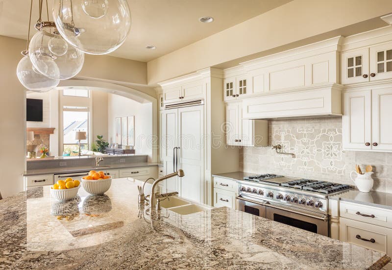 Beautiful Kitchen in Luxury Home royalty free stock photo