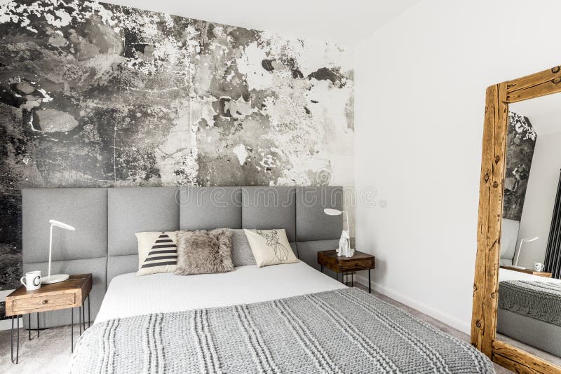 Bedroom with abstract grunge wall royalty free stock image