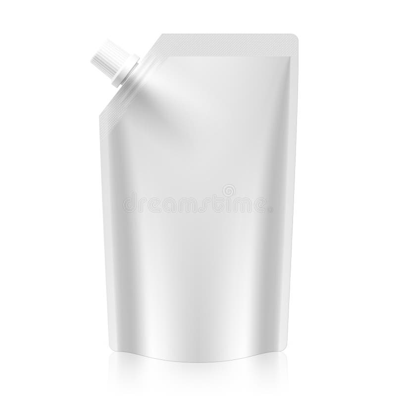 Blank spout pouch, bag foil or plastic packaging vector illustration