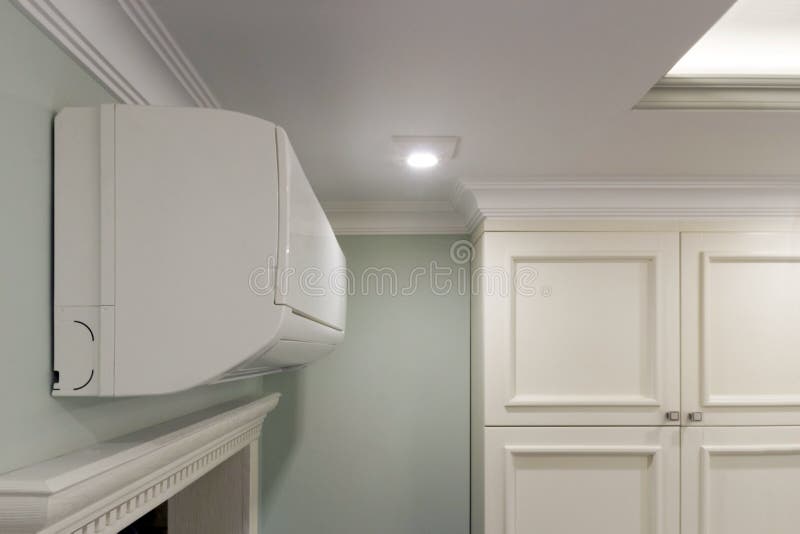 Bottom view of a sophisticated illuminated ceiling in the bathroom royalty free stock images