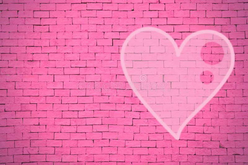 Brick wall graffiti heart, valentines day background stock photography