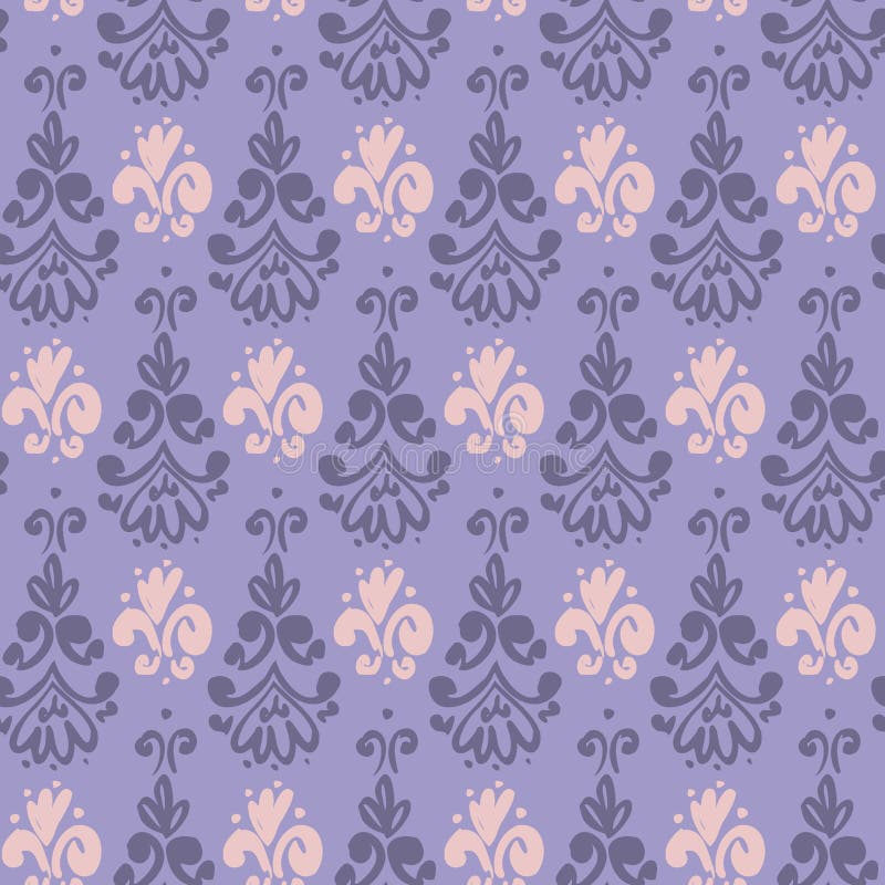 Brush paint violet wallpaper seamless pattern. Naive brush paint style violet wallpaper seamless pattern for background, fabric, textile, wrap, surface, web and vector illustration