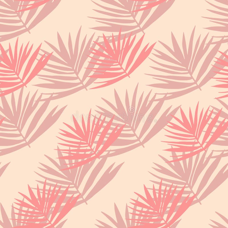 Bush leafs seamless doodle pattern. Light pastel background with pink and lilac hand drawn foliage. Perfect for wallpaper, textile, wrapping paper, fabric stock illustration