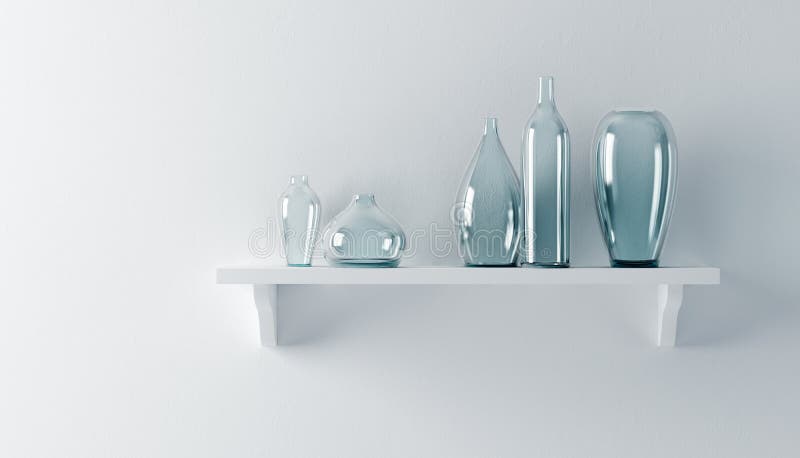 Ceramics vases on the shelf vector illustration
