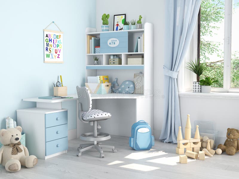 Children`s room. 3d rendering vector illustration