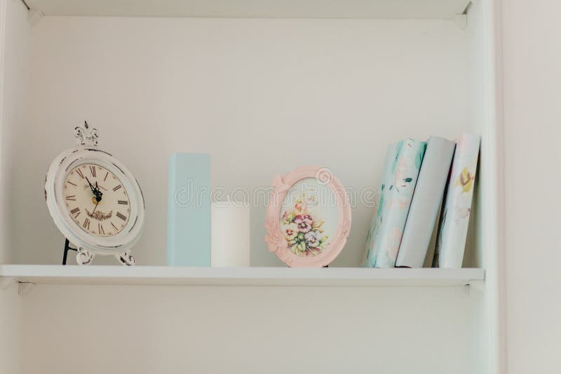 Children`s room in pink and blue tones. At home stock photography