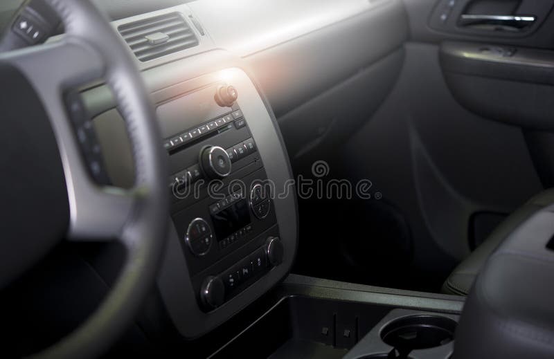 Clean Modern Car Interior. Car Wash and Vehicle Interior Cleaning and Detailing Photo Concept stock images