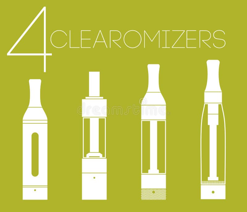 4 clearomizers set. 4 one color vaping stuff clearomizers set royalty free illustration