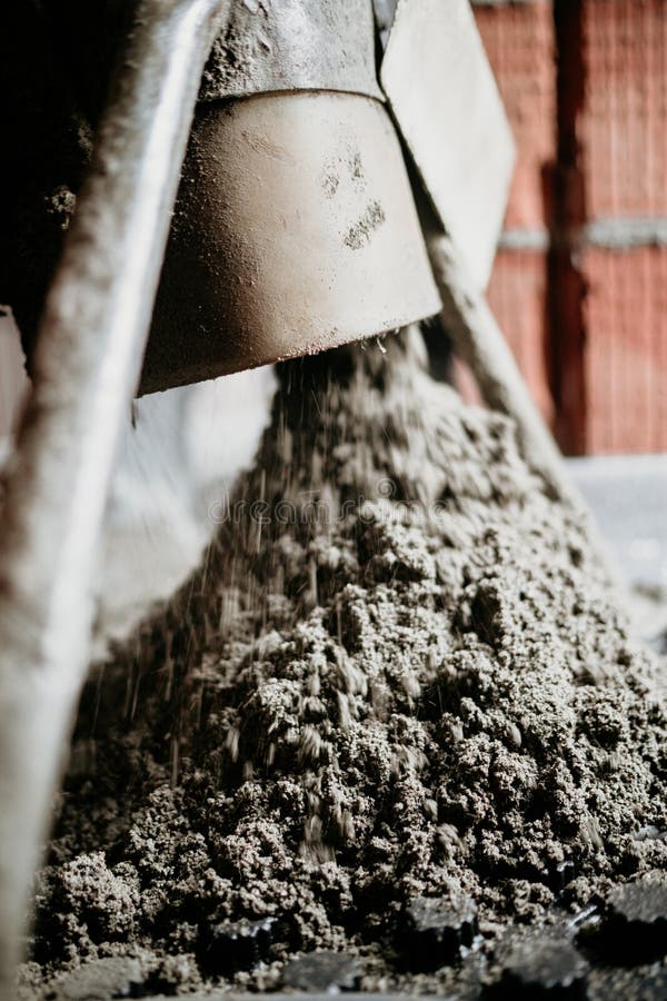 Concrete pump close up details. Sand and cement floor screed. Close up concrete pump. Sand and cement floor screed royalty free stock photo