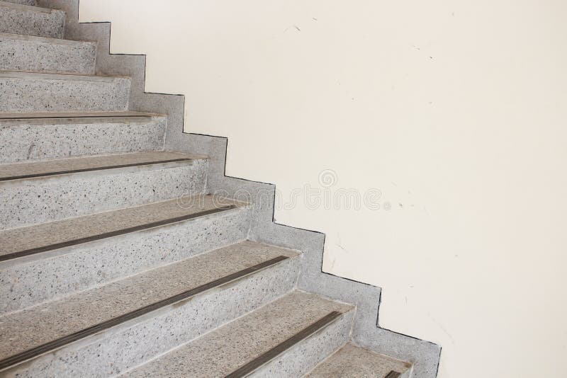 Close up Stairs terrazzo, marble floor. In sideways of a wall stock photography