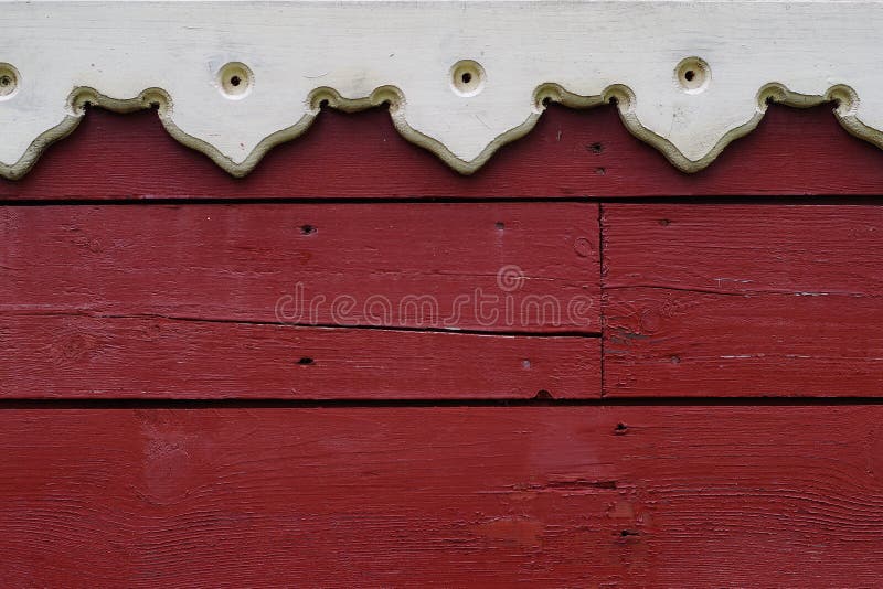 Close Up of wooden wall with part of wooden carved window frame stock photo