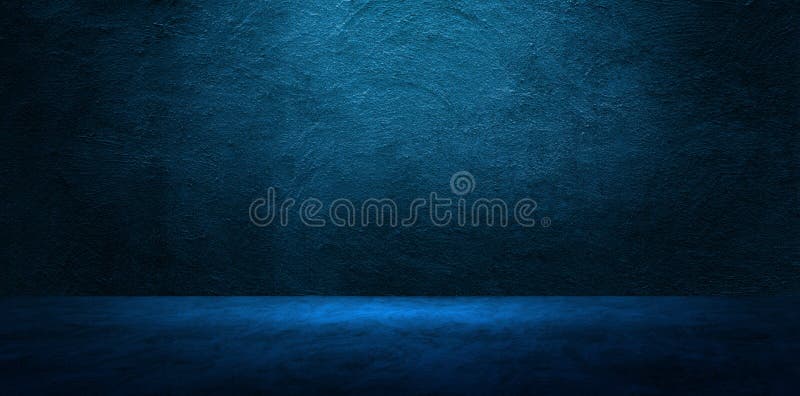 Studio room of Plaster concrete wall grunge texture background with blue lighting effect for product showing. Empty space studio room of Plaster concrete wall royalty free stock images