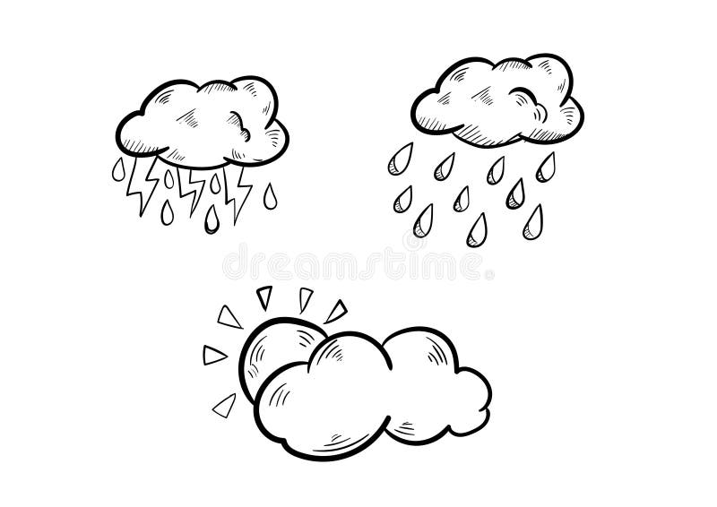 Cloud doodle icon vector hand drawing.  vector illustration