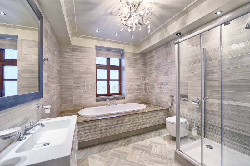 Contemporary bathroom interior stock image