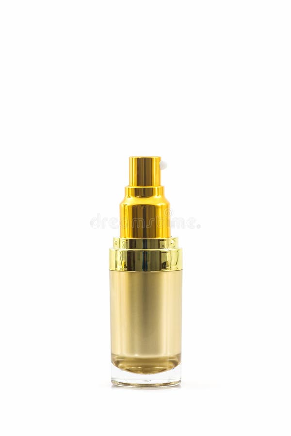 Cosmetics bottle, Golden Blank packaging bottle. stock images