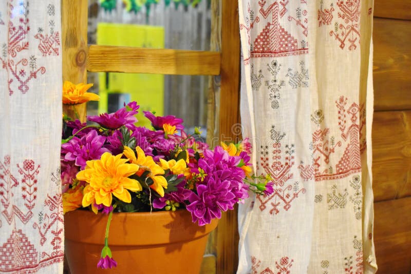 Traditional interior of an old wooden russian house. Cozy wooden house inside. Typical old Russian hut stock photos