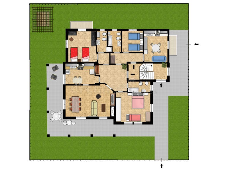 3d floor plan . Floor plan. Color floor plans 3d. Floor plan. Drawing plan. Color floorplan stock photography