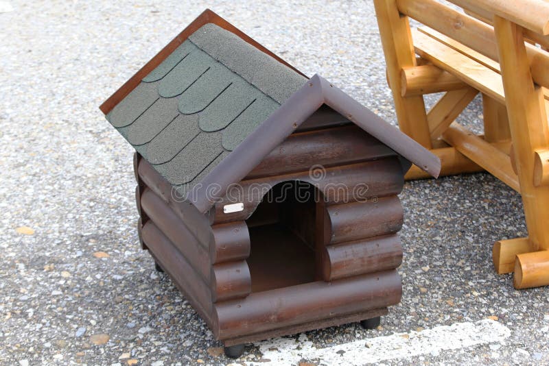 Dog house. New dog house made from log wood royalty free stock image