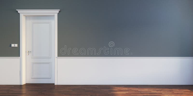 Door in empty room stock illustration