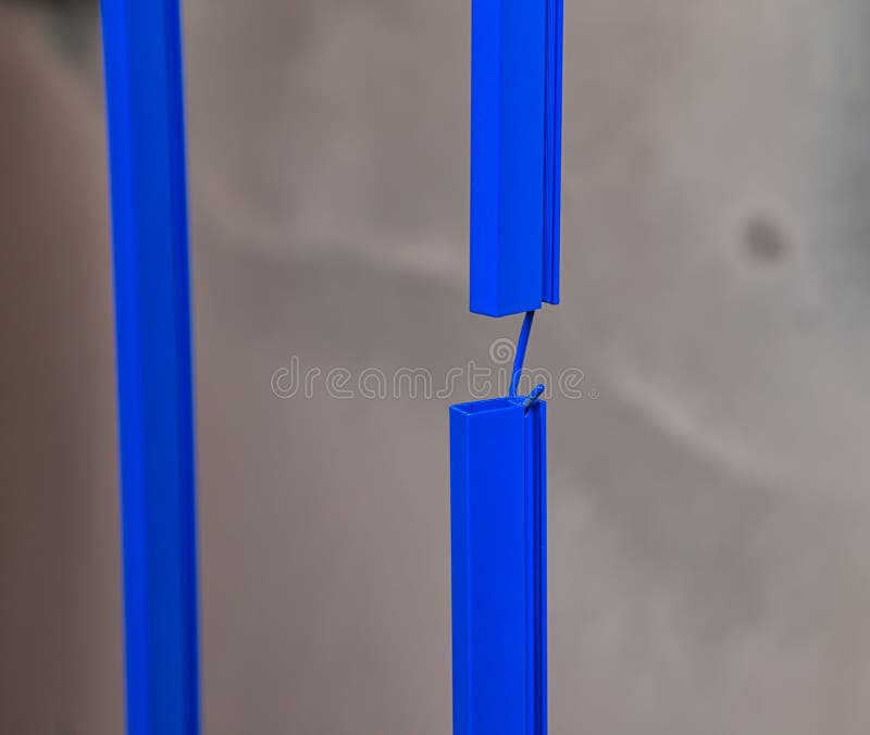 Drying of blue metal details, closeup photo. In workshop royalty free stock photos