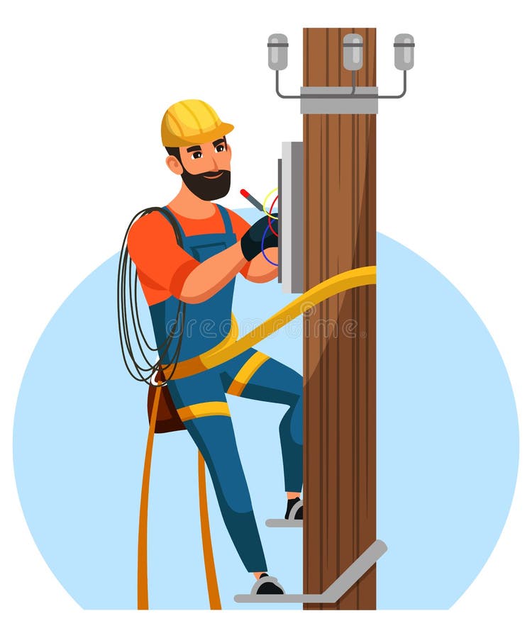 Electrician repair city electrical installation stock illustration